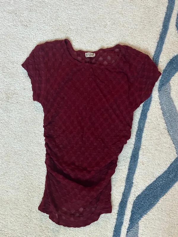 Free People Deep Red Mesh Top - Image 2