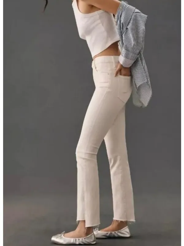 Mother The Insider Crop Step Fray Cream Puffs Jeans Size 29 - Image 3