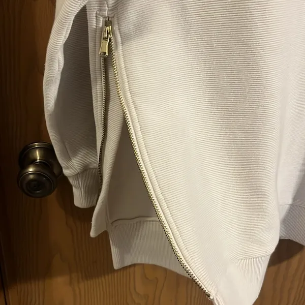 Varley‎ Mae Boyfriend Oversized Sweat Pullover in Egret Small - Image 6