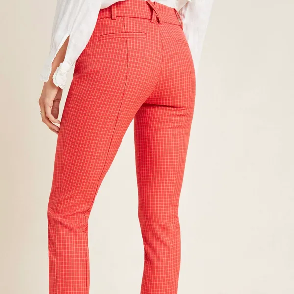 Anthropologie The Essential Slim Trousers Pants Trouser Orange Red Women’s 4 - Image 4