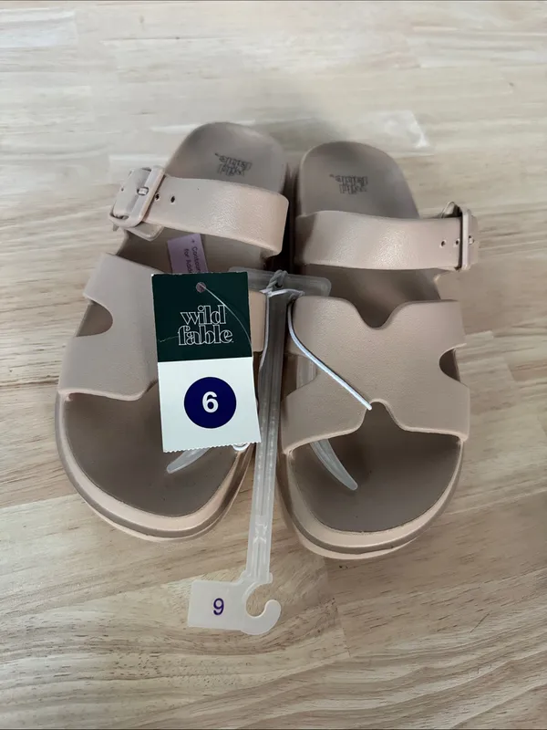 wild fable Neutral Beige Double-Strap Slide Sandals NWT - Image 2
