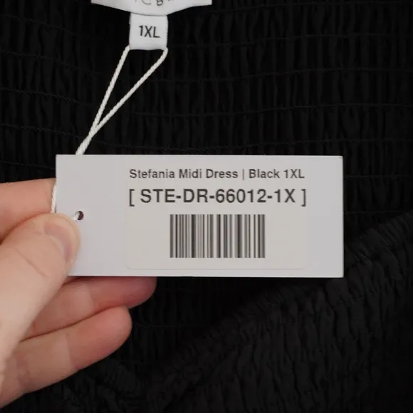 Baltic Born 1X Stefania Midi‎ Dress Black Smocked Puff Sleeve Wedding Guest NEW - Image 8
