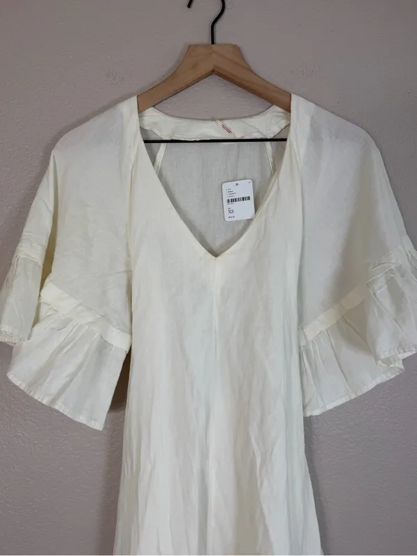 Free People Endless Summer What A Stunner Ruffle Midi Dress Ivory XS NEW $98 - Image 7