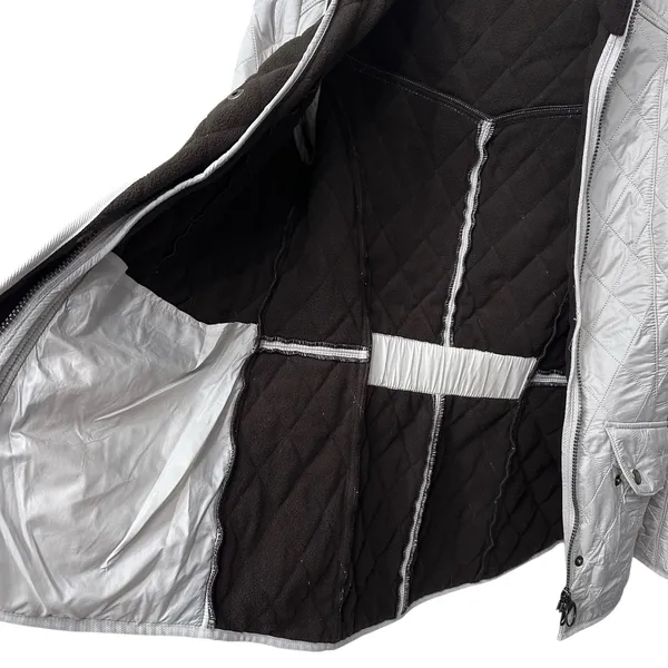 Barbour Cavalry Polarquilt Jacket Womens 6 Beige Quilted Full Zip Riding Coat‎ - Image 8