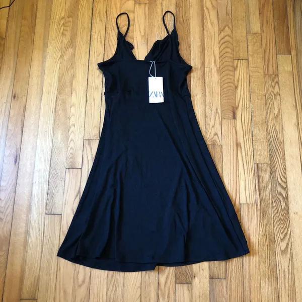 Zara NWT Women's Black Empire Waist Spaghetti Strap V-Neck Sundress Size M - Image 11