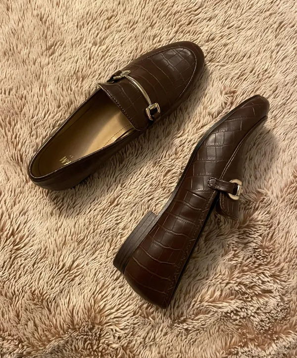 H&M Brown Crocodile Embossed Loafers - Image 5