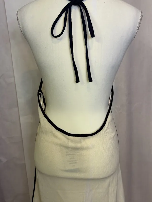 H&M White Halter Slip Dress with Black Trim - Image 6