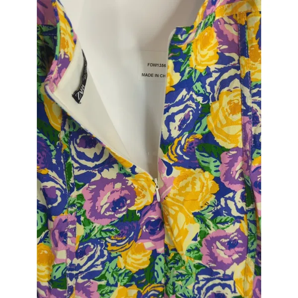 Zara Green‎ Purple Yellow Floral Mini Corset Dress Womens Large Coquette Girl - Image 8
