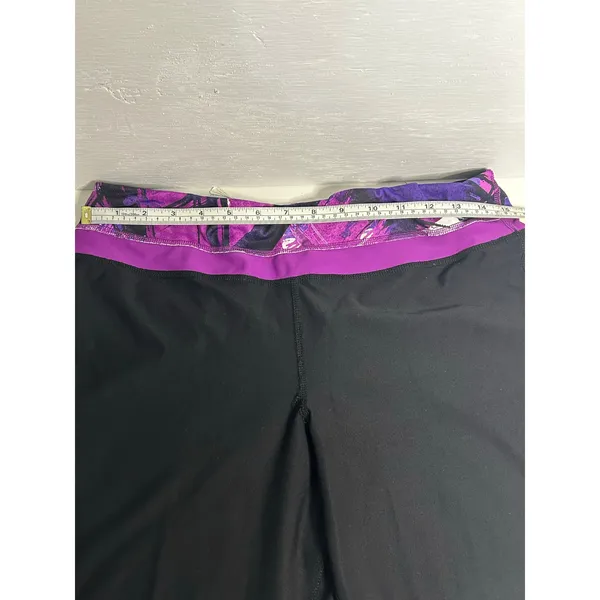 Xersion Black Athletic Capri Leggings Purple Drawstring Size Large - Image 4