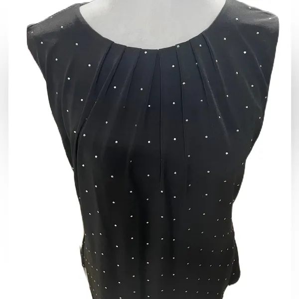 Calvin Klein Black Silver Studded Sleeveless Keyhole Back Tank Top Size Small - Image 3