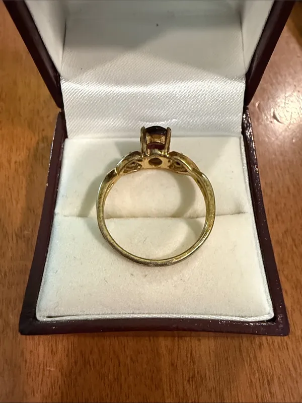 Vintage Victorian-Inspired 14K HGE Ring with Deep Garnet Oval Stone 8 3/4 - Image 6