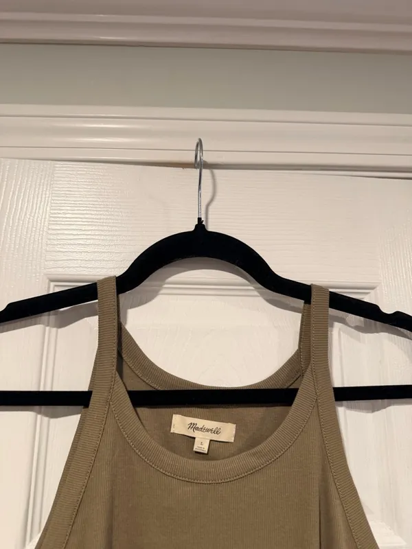 NWOT Madewell Size L Tan Brown Thin Strap Ribbed Supima Racerback Tank Top - Image 2
