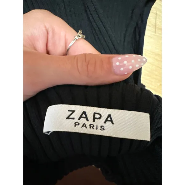 Zara Women's Black Rib Knit Short Cap Sleeve Turtlenneck Sweater Bodysuit Top 2 - Image 3