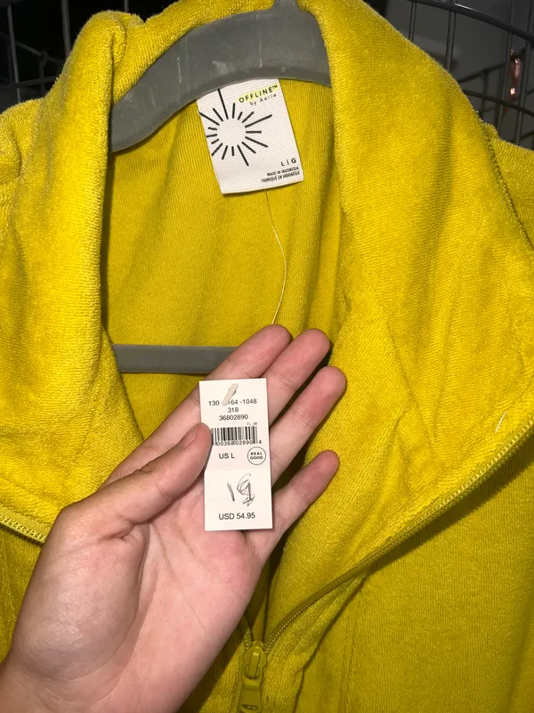 American Eagle Offline Yellow Half Zip Hoodie - Image 3