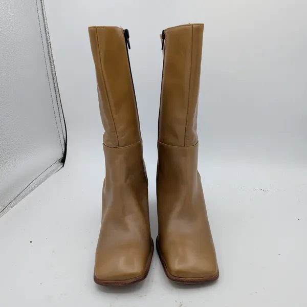Paul Green Tan Leather Square Toe Block Heel Mid Calf Boots 4.5 UK‎ 7 US 40238 - Image 3