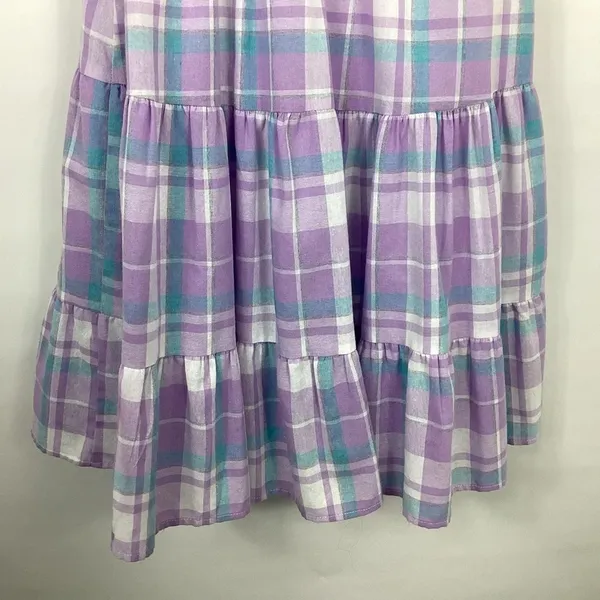 Entro Plaid Tiered Sundress Size Small Purple - Image 3