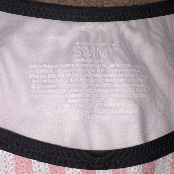Victoria's Secret Heritage Stripe Sequin Two Piece Bikini Brazilian Pink White S - Image 7