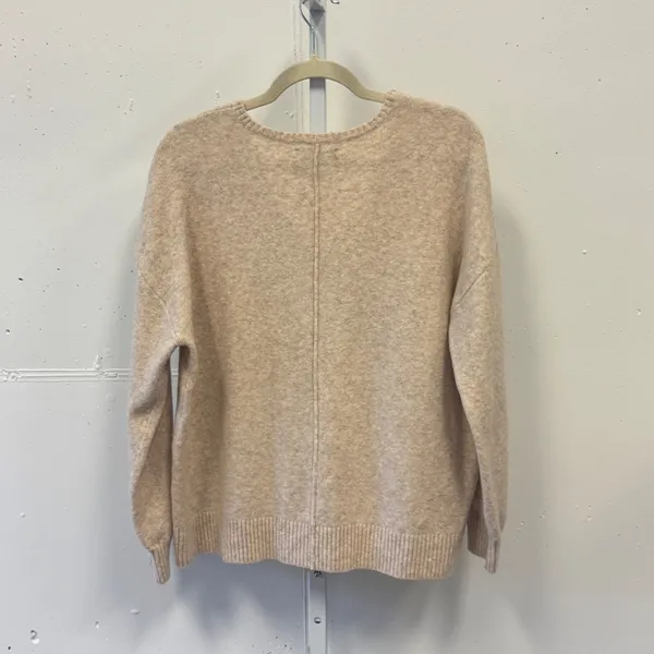 LOFT Womens V-Neck Seamed Drop Shoulder Sweater Beige Marl Size Med Neutral Fall - Image 2