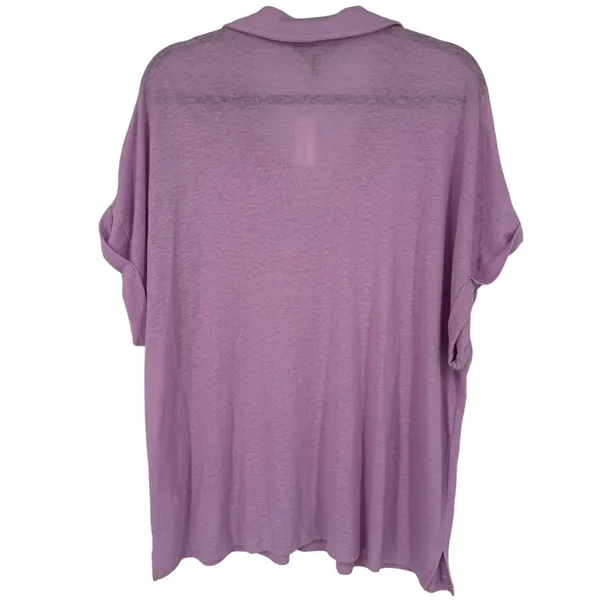NWT Banana Republic Women's Linen Blend V-Neck Polo Top Lavender Pink Size XXL - Image 5