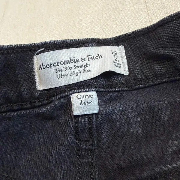 Abercrombie & Fitch | The 90s Straight Jeans Black‎ | Women's 26/2R Curve Love - Image 6