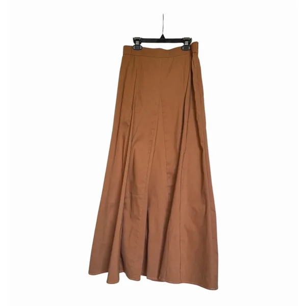 OGL Burnt Orange Maxi Flare Skirt Lyocell Linen Blend A Line NWT Small - Image 5