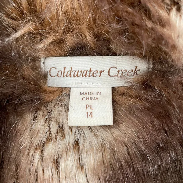 Black Faux Fur Lined Hooded Winter Coat Microsuede Coldwater Creek Petite L | 14 - Image 5