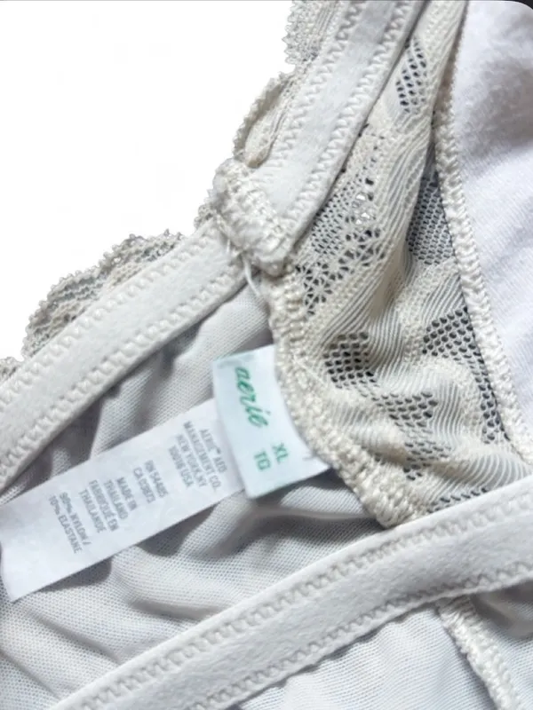 Aerie Triangle Bralette w Padding and Lace New Blooms Size XL Feminine Neutral - Image 7