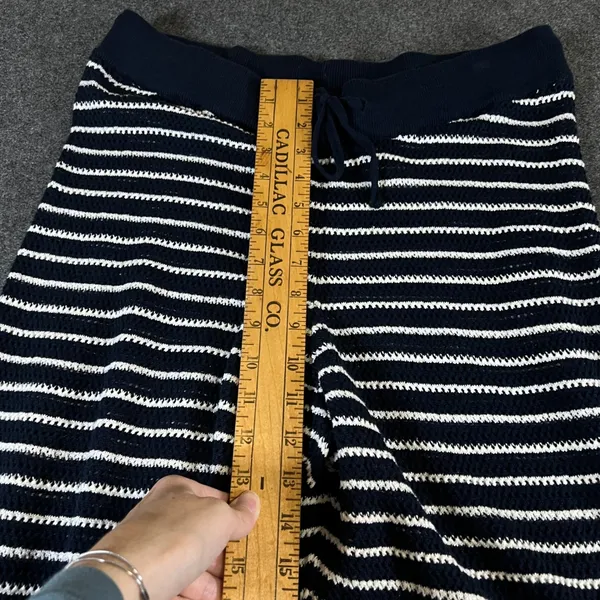 Pact Organic‎ Cotton Linen Knit Striped Wide Leg Lounge Pants Navy White Medium - Image 5