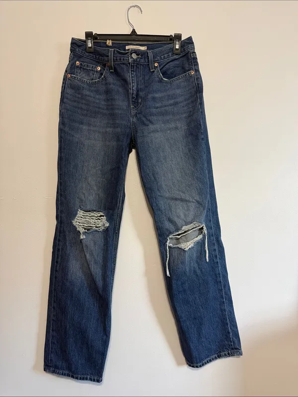 Levi’s Low Pro Straight Distressed Straight-Leg Jeans 29 - Image 2