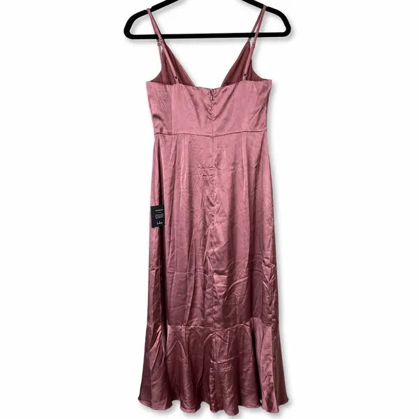 NEW Lulus Enchanted Moments Mauve Pink Satin Ruffled High-Low Dress Medium - Image 7