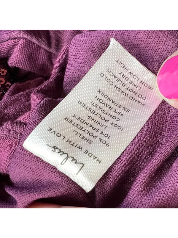 Lulus Sequin Bodysuit Plum Purple Plunging Neckline Size Medium NWT Club Glam - Image 8