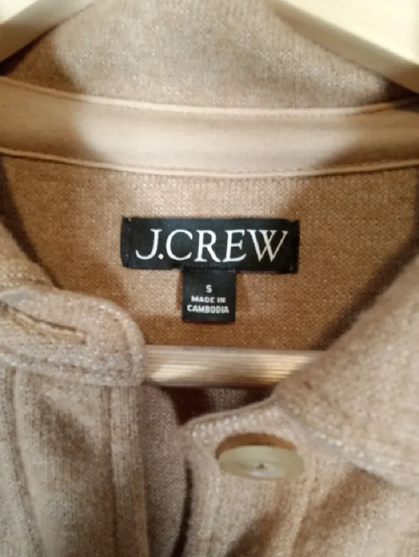 J.Crew Camel Button-Up Shirt Jacket Wool Blend Layering Neutral Quiet Luxury S - Image 2