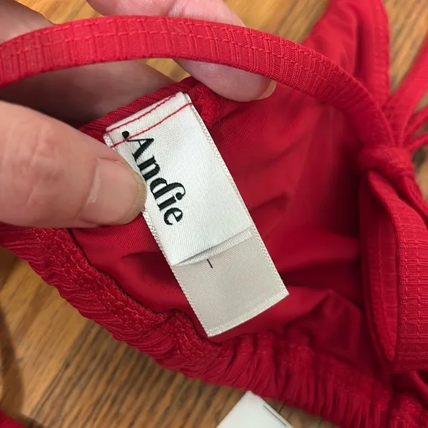Andie String Bikini‎ Set Ribbed Flame Red size S NWOT - Image 5
