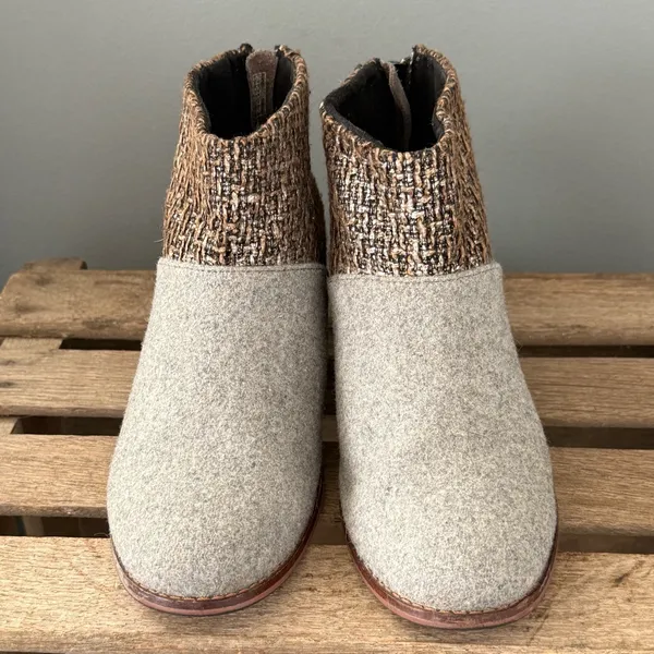 Toms Leila Wool‎ Felt Ankle Boots Size 8 A30 - Image 4
