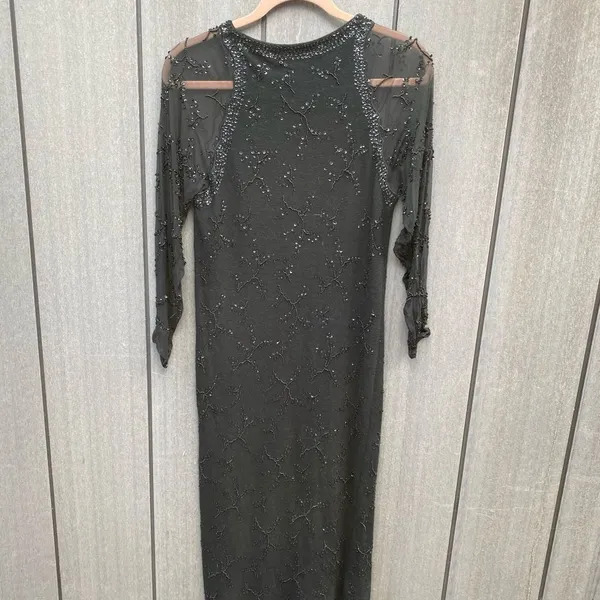 Vintage Nancy Johnson Lambswool Beaded Dress Black Size XS - Image 4