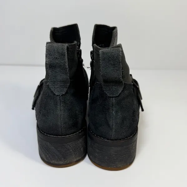 Timberland Womens Black Leather Suede Moto Ankle Boots Buckle Side Zip Biker 7.5 - Image 3