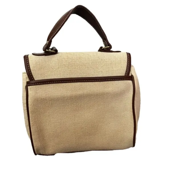 Linea Nuova canvas/leather top handle bag Satchel Woven Neutral - Image 2