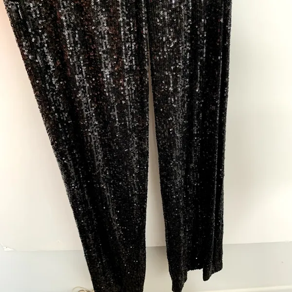 Nookie Black Sequin Flare Leg Jumpsuit One Piece Womens Size Small - Image 13