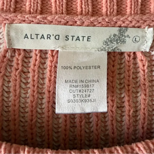 Altar’d State Women's Pink Striped Knit Sweater - Relaxed Fit - Image 3