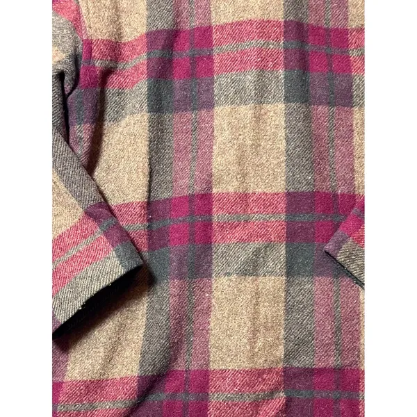 Vintage Eddie Bauer Women Plaid‎ Wool Blend Barn Chore Jacket Medium Oversized - Image 9