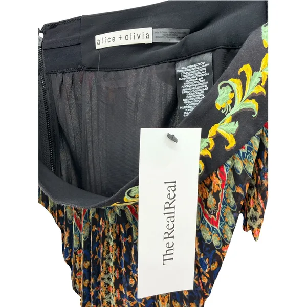 Alice + Olivia Copen Wide Leg Pleated Pants 8 Paisley Baroque Palazzo Culottes - Image 8
