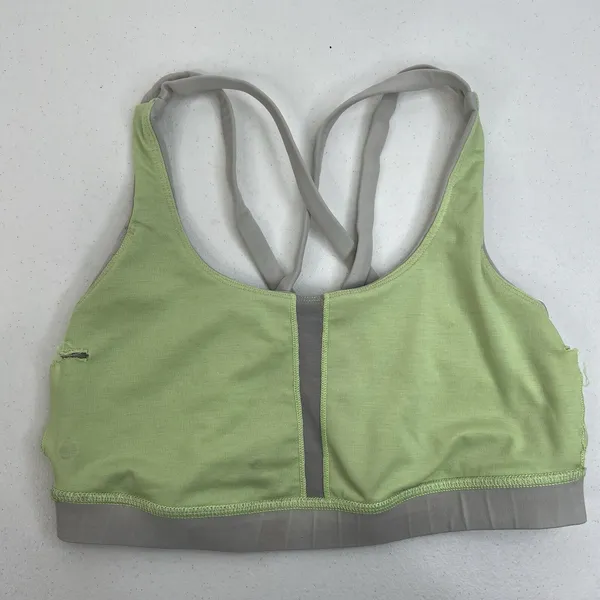 Lululemon Size 6 Energy Bra Medium Support Stretch B / C Cup Gray Lime Green - Image 8