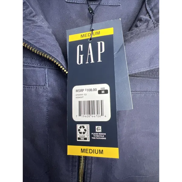 GAP‎ Women's Field Jacket Medium Midnight Blue Full Zip Utility NWT $108 Flaw - Image 6