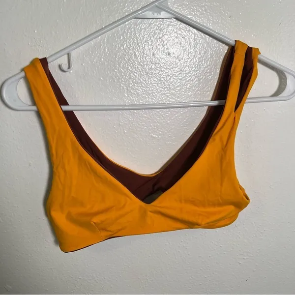 L*Space Women's One Wave Reversible Bikini Top Tan Brown Orange‎ V-Neck Strappy - Image 8