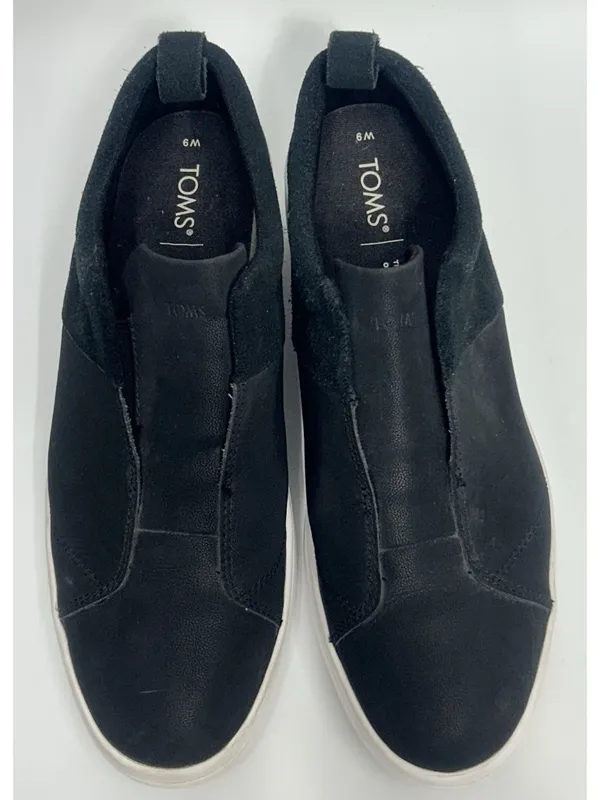 Tom’s AMBER Platform Slip On Leather Sneakers Shoes Women’s Size 9 Black - Image 4