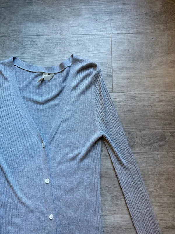 Meadow Rue Anthropologie Cali Gray Ribbed Midi Cardigan Size S - Image 6