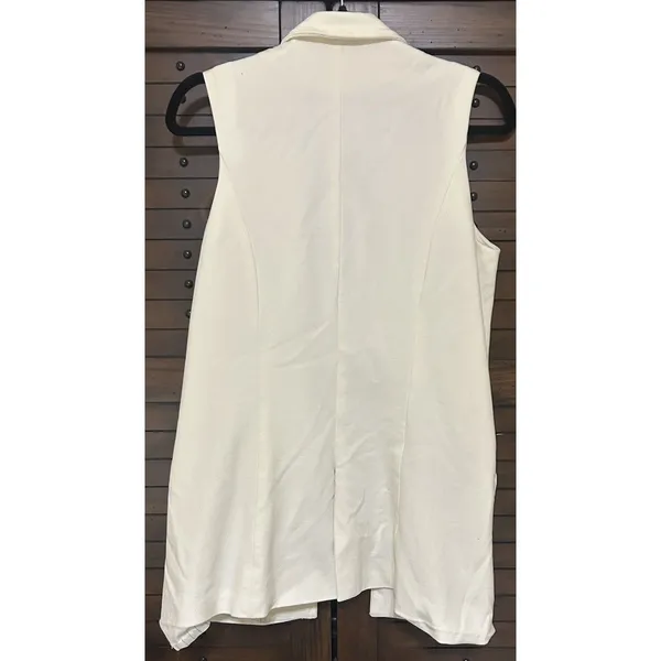 Love Tree Ivory Vest Women Sz Small Lined Hip Length Pockets Career Professional - Image 4