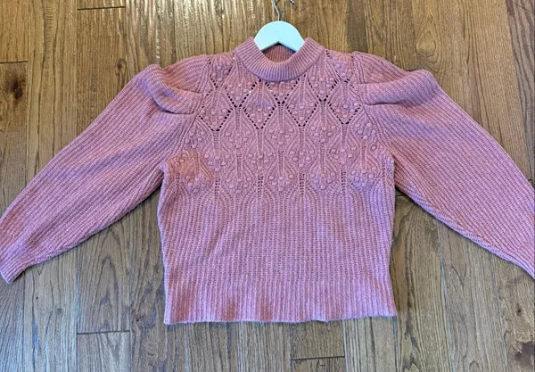 A new day pointelle rose pink mock neck sweater M - Image 8