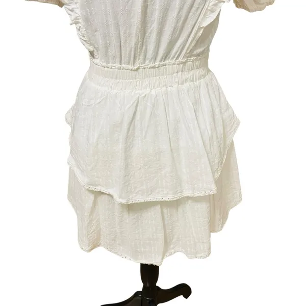 The Post White Ruffle Lace Trim Mini Dress Women’s Small Cotton Rayon - Image 8