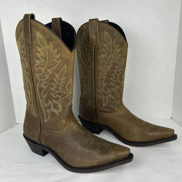 Laredo Cowgirl Boot Women Sz 6M Distressed Brown Leather Western Point Toe 50194 - Image 3